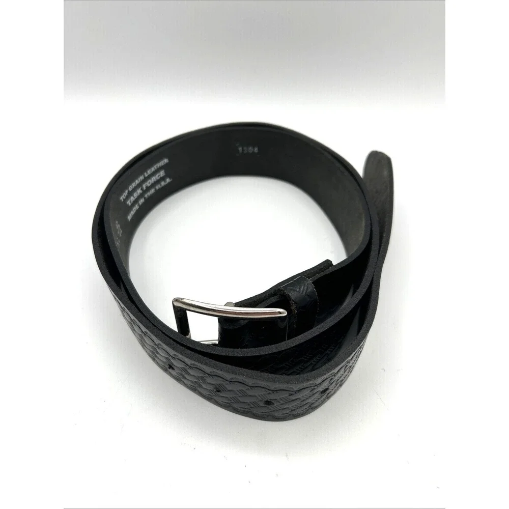 Task Force Belt Mens XL 42-44 Black Basketweave Top Grain‎ Leather USA 1304